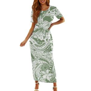 Personnalisé Polynésien Hibiscus <span class=keywords><strong>Fleur</strong></span> Grande Taille Femmes 2 Pièces Ensemble Robe Polynésie Samoa <span class=keywords><strong>Tatouage</strong></span> Noir Lâche Club Robes Puletasi - Product Image 5