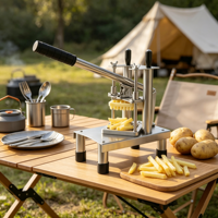 Multifunctionele voedselveilige groente-snijder/aardappel-fritesnijder, volledig van roestvrij staal, extra sterk, verstelbaar, handmatig, wasbaar, makkelijk schoon te maken