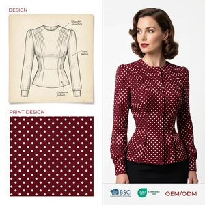 Camicetta Vintage con Stampa Personalizzata, Motivo Floreale Ditsy, Pieghe Artigianali, Maniche a Sbuffo Francesi, Colletto Peter Pan, Stile Anni '50 - Product Image 4