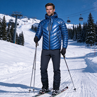Vente en gros – Veste d’extérieur légère pour homme, 90% duvet de canard, avec capuche, tissu brillant, matelassage en forme de