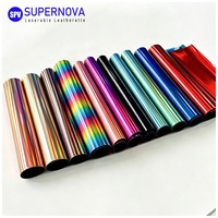 Vente en gros usine : Feuilles holographiques en similicuir laserable, Tissu PU effet cuir laser, Cuir synthétique brillant pour la fabrication artisanale