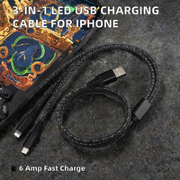 Câble de charge en tissu tressé 3 en 1, multi-ports USB, cordon de chargeur pour iPhone, type C, micro-téléphone, charge rapide