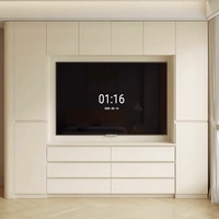 Meuble TV sur mesure pour toute la maison, unité murale TV à coins arrondis, panneau de qualité ENF, multicolore, OEM ODM