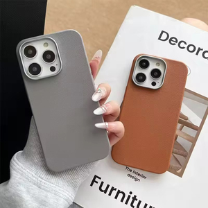 เคสโทรศัพท์มือถือแฟชั่นเรียบง่ายสำหรับ <span class=keywords><strong>iPhone</strong></span> 16 Plus 15 Pro Max 14 13 <span class=keywords><strong>12</strong></span> 11  วัสดุหนัง TPU ป้องกันแรงกระแทก ฝาหลัง - Product Image 4