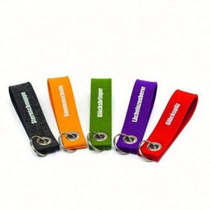Promotional Cheap Customized Felt Key Holders Doule Side Embroidery Logo Printed Wool Felt Keychains Keyrings - Product Image 6