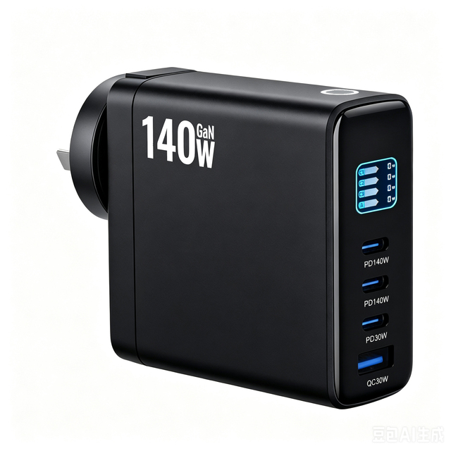 High Power 140W GaN Travel Charger 4 Output Ports PD QC Fast Charger With Individual Port Power Indicator