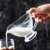 Vente en gros usine : Soucoupe à sauce en verre transparent en forme de bateau, sans plomb, avec mini-poignée, pour vinaigre, vinaigrette, yaourt
