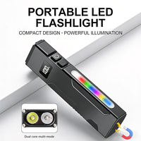 Linterna Portátil Recargable RGB con Clip Magnético, 1000 Lúmenes, con LED Blanco y UV, Linterna de Largo Alcance, Linterna EDC