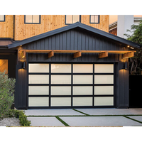 Nouvelles portes de garage en polycarbonate noir, aluminium moderne, vue panoramique, transparentes, en plexiglas, portes de garage en verre