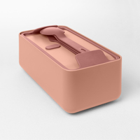 Italiaans design 2025 Trendy lunchbox, draagbaar, lekvrij, vierkant, roze, van polypropyleen, met afsluitbare deksels