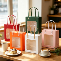 Boîte cadeau en papier avec fenêtre transparente, sac de transport pour gâteaux et desserts, impression de logo personnalisée disponible