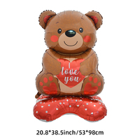 Ballon géant en forme d'ours avec broderie cœur pour organisation de mariage 2026, idéal pour la Saint-Valentin