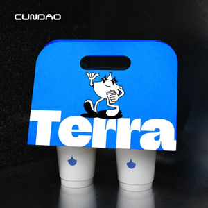 <span class=keywords><strong>Portabicchieri</strong></span> da asporto in carta usa e getta Cundao con logo personalizzato, per 2 tazze di caffè, con manico. - Product Image 4