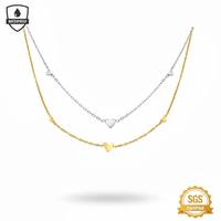 Collier avec pendentif cœur en acier inoxydable plaqué or 18 carats, fabrication artisanale, simple et élégant pour un usage quotidien