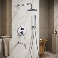 Robinet de douche et baignoire monotrou en laiton, finition nickel brossé, avec cartouche céramique, anti-goutte et anti-fuite, pour usage hôtelier, effet pluie