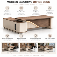 Bureau de direction haut de gamme en forme de L avec armoire intégrée pour bureau de PDG