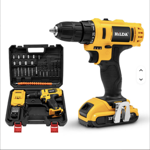 Yellow Portable Multifunctional Cordless Impact Drill Kits Home Set With 21V Lithium Battery DM-3 Brush - Product Image 1
