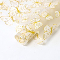 Papier d'emballage pour fleurs, papier écologique imperméable transparent néon papillon doré, style fille rêveuse, fleurs fraîches, boutique de fleurs