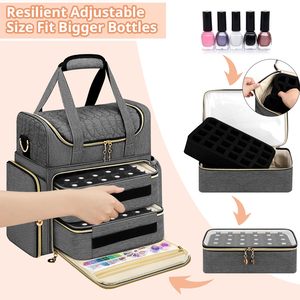Voyage personnalisé femmes 48 bouteilles Nail Tech transport organisateur vernis à ongles sac <span class=keywords><strong>de</strong></span> rangement - Product Image 4