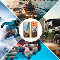 Coque de téléphone étanche IP68 en PC+TPU au design sportif givré orange pour iPhone 17 avec protection intégrée et dragonne – Offre spéciale