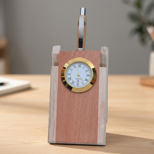 Wooden <b>Desk</b> Clock With Gold Frame Portable Handmade Promotional <b>Gift</b> - Product Image 2