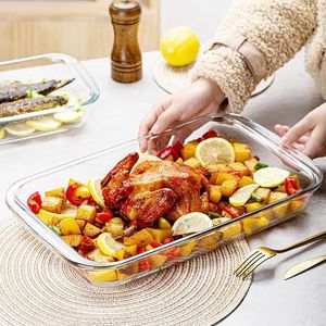 <span class=keywords><strong>Bandeja</strong></span> Rectangular de Vidrio Borosilicato Resistente al Calor, Apta para <span class=keywords><strong>Horno</strong></span>, Transparente, para Asar y Cocinar - Product Image 2