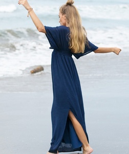 Caftán playero de verano para mujer, ropa de playa de Color sólido - Product Image 2
