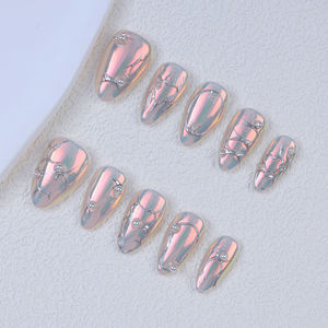 Aurora Pink 3D handgemachte Acryl presse auf Nägeln Großhandel Y2K Falsche gefälschte Nägel Hochwertige handgemachte Presse auf Nägeln - Product Image 2