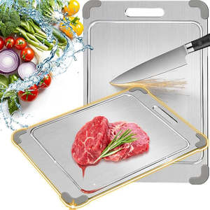 Planche à découper double face en titane gris 12 * 18 pouces, silicone non toxique antidérapant, planches à découper 100% titane pour la cuisine - Product Image 1