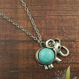 طقم مجوهرات هندي على شكل فيل، تصميم بوهيمي بسيط عتيق، مجوهرات تبتية بوهيمية مع الفيروز - Product Image 3