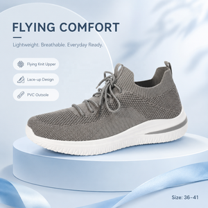 2026 <span class=keywords><strong>Femme</strong></span> Baskets Flyknit Slip On Lacets Réglables Col Élastique Semelle PVC Rembourrée Chaussures Sport <span class=keywords><strong>Marche</strong></span> - Product Image 4