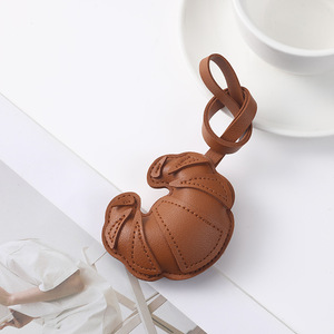<b>Leather</b> Horn Bag Charm Keychain for Bag Cute Bread Keychain Accessory for Women <b>Backpack</b> Car Purse Handbag Pendant - Product Image 4