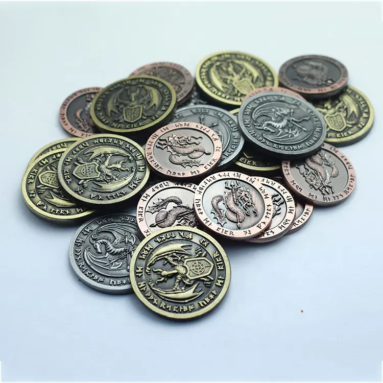 Custom Atacado Cosplay Rpg Challenge Pirate Coin Metal Craft Collectible Old Antique Coins Jogo Token Coin Para Jogos de Tabuleiro