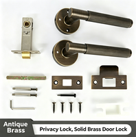 Poignée de porte moletée en laiton antique avec serrure de confidentialité, style vintage pour salle de bain et chambre à coucher, vente en gros directe d'usine