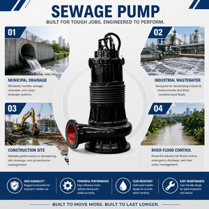 Bomba Sumergible para Aguas Residuales de Hierro Fundido de 5.0 Hp y Alto Flujo, Bomba Eléctrica de 4 Pulgadas para Drenaje de Aguas Sucias en Obras de Construcción - Product Image 3