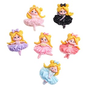 Bambole Kawaii fatte a mano in resina di argilla per fiocchi per capelli su misura Mini principessa di argilla per fiocchi Cabochon - Product Image 3