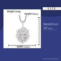 Pendentif Tête de Lion Bling Hip Hop Luxe en Laiton Plaqué Or 18K avec Diamants CZ et Moissanite VVS pour Homme