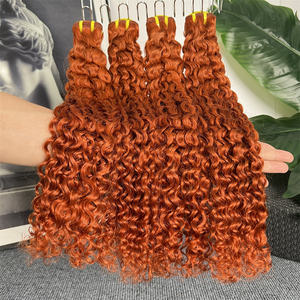 #350 <span class=keywords><strong>Orange</strong></span> gingembre couleur profonde bouclés cheveux brésiliens bruts 12A tissage naturel non traité cuticule alignée faisceaux de cheveux humains bouclés - Product Image 4