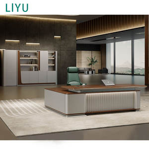 Liyu Mobilier de bureau moderne de luxe Convertible Executive CEO Desk Bureau De Table incurvé Bureaux De Direction - Product Image 1