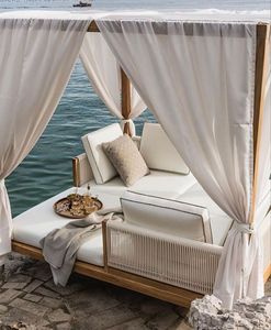 Cama con Dosel de Madera Resistente y Tela para Todo Clima, Moderna, para Exteriores, para Áreas de Entretenimiento en Terraz - Product Image 5