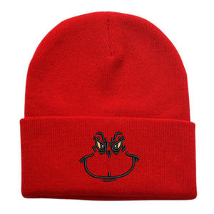 Dessin animé monstre <span class=keywords><strong>Grinch</strong></span> brodé chapeau tricoté cheveux verts automne hiver chapeau chaud - Product Image 3