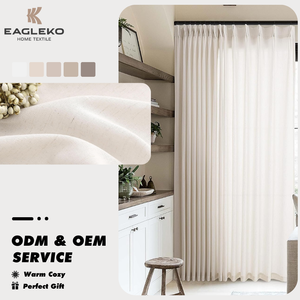 Luce filtrante Semi trasparente fattoria sabbia Beige pieghettato pizzico <span class=keywords><strong>tende</strong></span> di <span class=keywords><strong>lino</strong></span> per <span class=keywords><strong>soggiorno</strong></span> Patio scorrevole sala da pranzo - Product Image 1