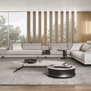 Großhandel Wohnzimmer möbel Seiten <span class=keywords><strong>hocker</strong></span> Grau Schwarz Couch tisch Moderner ovaler Couch tisch - Product Image 4