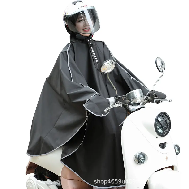 New fashion sleeved electric bicycle poncho men and women's long one-piece single fashion raincoat