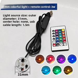 Source lumineuse LED avec base en bois, télécommande 24 touches, couleur RVB, diamètre 3,1 cm, câble USB inclus - Product Image 4