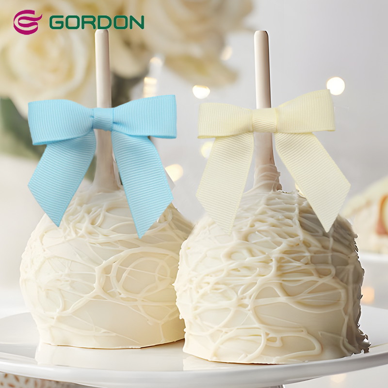Gordon Ribbons Mini Satin Ribbon Bow With Gold Metal Band Twist Tie for Wedding Cake Candy Gift Wrapping Decoration