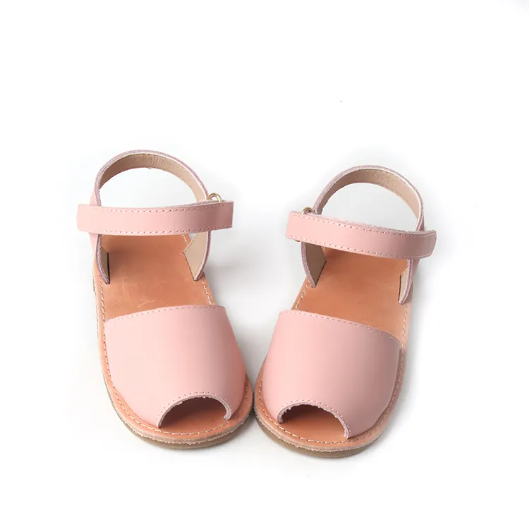 Summer Children Flat Sandals Boys Girls Leather Beach Shoes Brown Pink Kids Open Toe Sandals