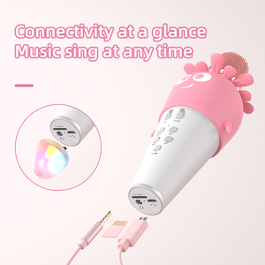 K5 Trẻ Em USB Microphone Loa Di Động Không Dây LED Karaoke Condenser Microphone Với Cà Rốt Thiết Kế - Product Image 4