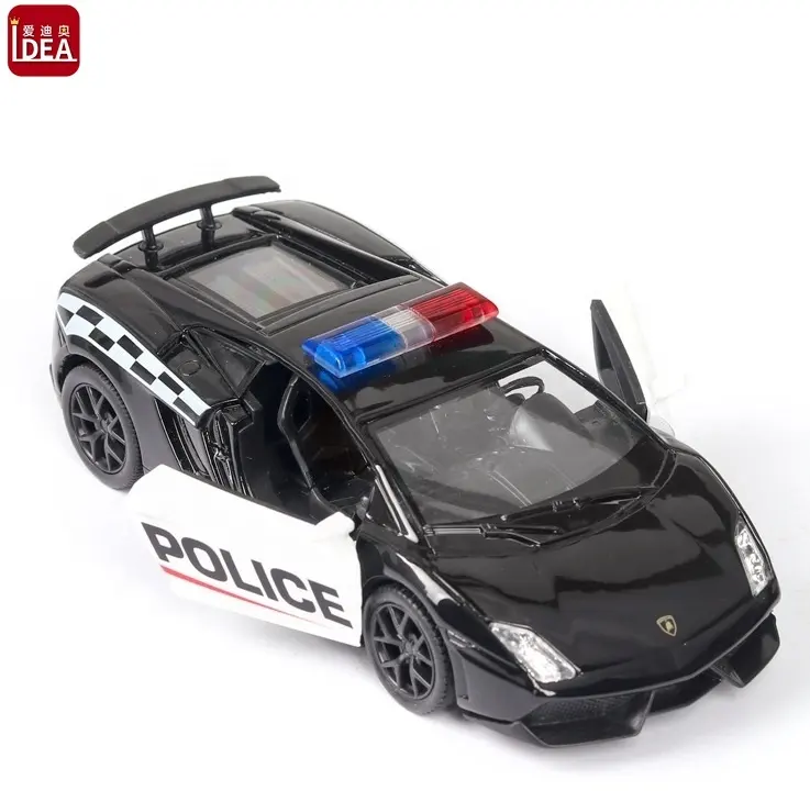 Toptan mevcut kalıplar ölçekli diecast geri çekin ses ışığı polis arabası oyuncaklar çocuklar için
