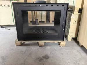 Insert de foyer encastré en fonte double face, noir mat, poêle à <span class=keywords><strong>bois</strong></span> d'intérieur - Product Image 1